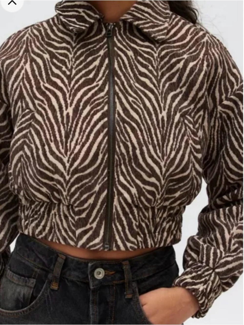 Kimchi blue Women's Brown Zebra-Print Cropped Jacket - Picture 2 of 8